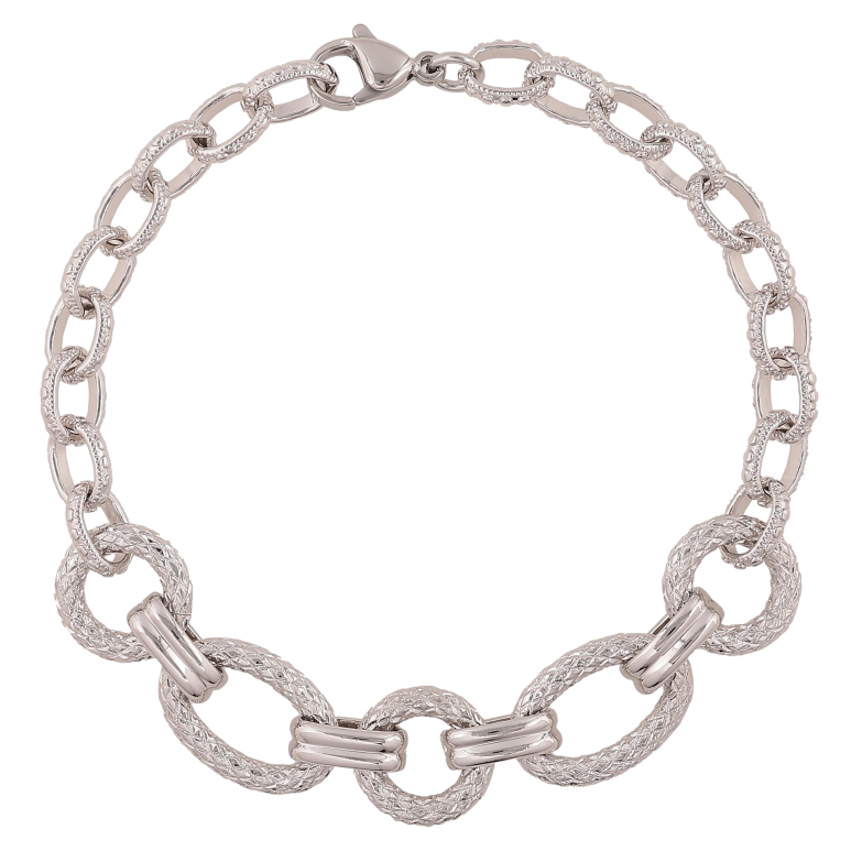 Браслет Xuping цвет Родий "Цепочка комбинированная" длина 19.5см х 3-11мм фото №1 Браслет Xuping цвет Родий "Цепочка комбинированная" длина 19.5см х 3-11мм фото №1