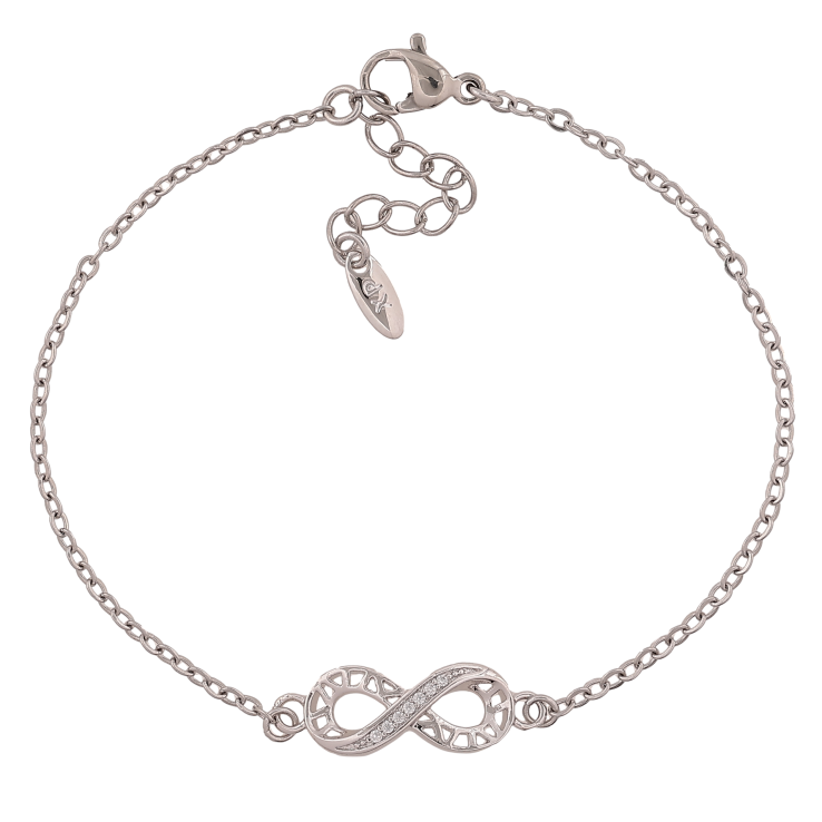Браслет Xuping цвет Родий "Цепочка с вставкой знак бесконечности" длина с доп. цепочкой 18-21см х 1.5-8мм фото №25