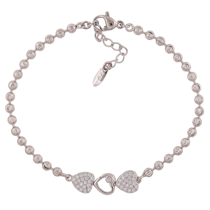 Браслет Xuping цвет Родий "Цепочка с сердечками" длина с доп. цепочкой 18-21см х 3-7мм фото №1 Браслет Xuping цвет Родий "Цепочка с сердечками" длина с доп. цепочкой 18-21см х 3-7мм фото №1