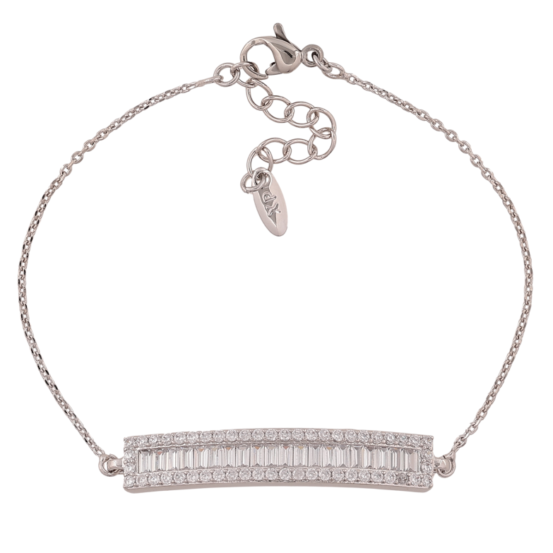 Браслет Xuping колір Родій "Ланцюжок з кристальною вставкою" довжина з дод. ланцюжком 17-20см х 1-6мм фото №1