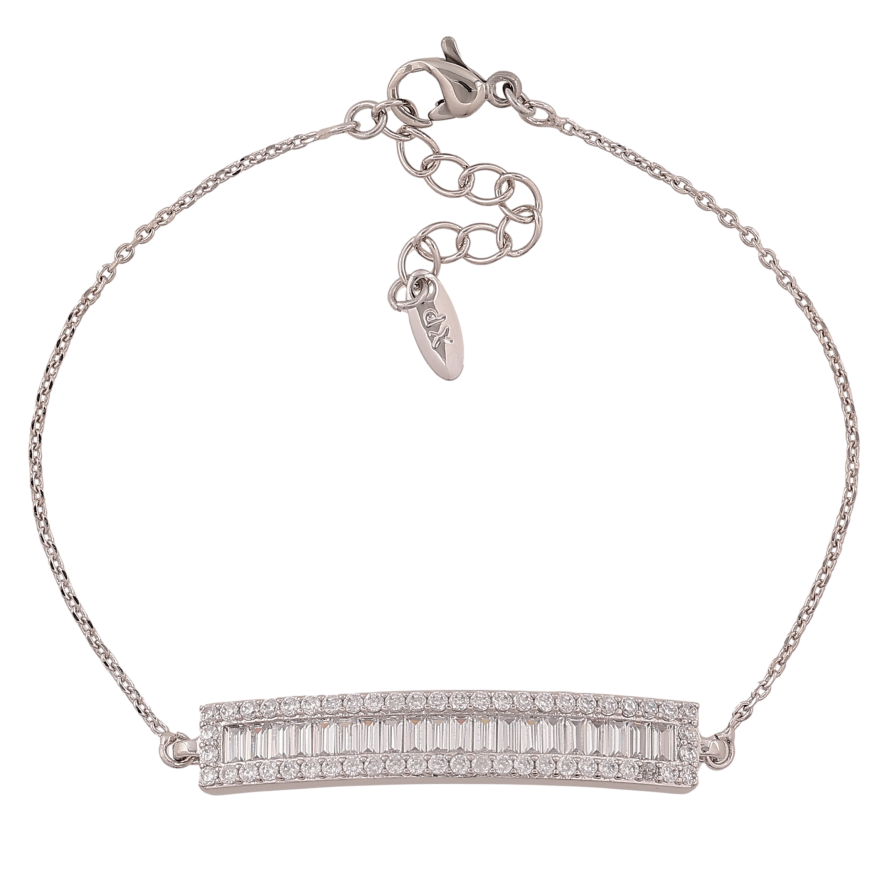 Браслет Xuping колір Родій "Ланцюжок з кристальною вставкою" довжина з дод. ланцюжком 17-20см х 1-6мм фото №1