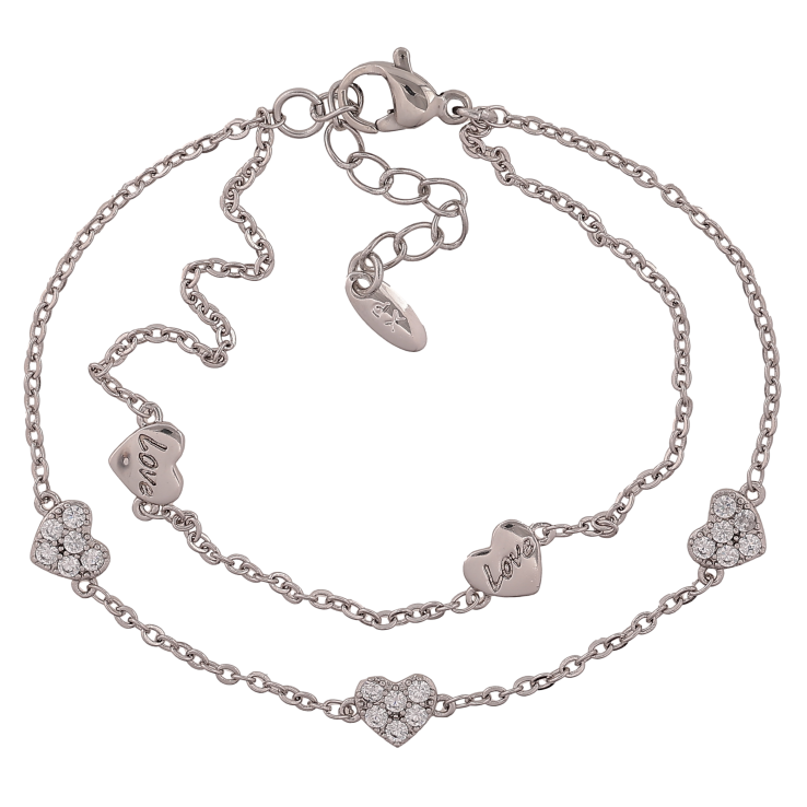 Браслет Xuping колір Родій "Подвійний ланцюжок із серцями" довжина з дод. ланцюжком 16-19см х 1.5-6мм фото №21 Браслет Xuping колір Родій "Подвійний ланцюжок із серцями" довжина з дод. ланцюжком 16-19см х 1.5-6мм фото №21