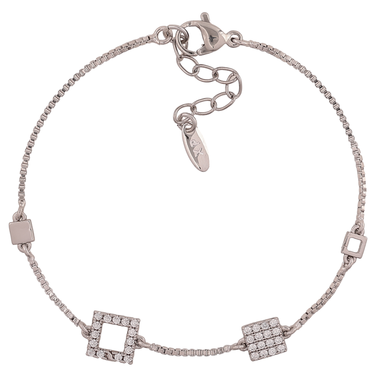 Браслет Xuping колір Родій "Ланцюжок із квадратними вставками" довжина з дод. ланцюжком 16-19см х 1-7мм фото №1 Браслет Xuping колір Родій "Ланцюжок із квадратними вставками" довжина з дод. ланцюжком 16-19см х 1-7мм фото №1