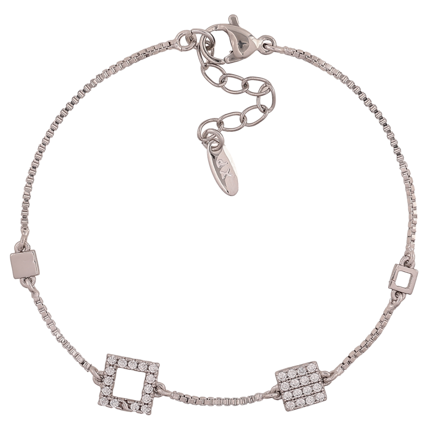 Браслет Xuping колір Родій "Ланцюжок із квадратними вставками" довжина з дод. ланцюжком 16-19см х 1-7мм фото №1 Браслет Xuping колір Родій "Ланцюжок із квадратними вставками" довжина з дод. ланцюжком 16-19см х 1-7мм фото №1