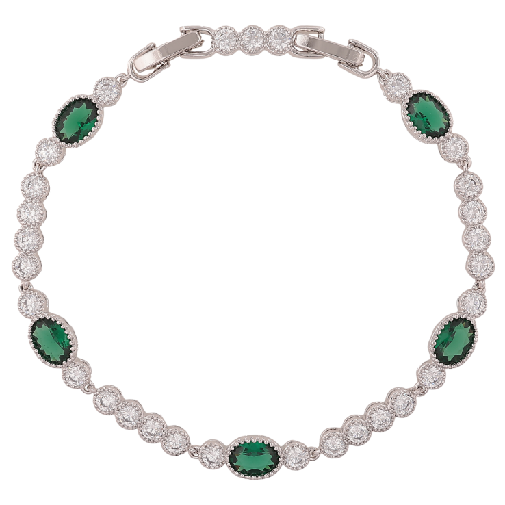 Браслет Xuping цвет Родий "Узор с зелеными кристаллами" длина с доп.замком 17.5,19.5см х 4-6мм фото №11 Браслет Xuping цвет Родий "Узор с зелеными кристаллами" длина с доп.замком 17.5,19.5см х 4-6мм фото №11