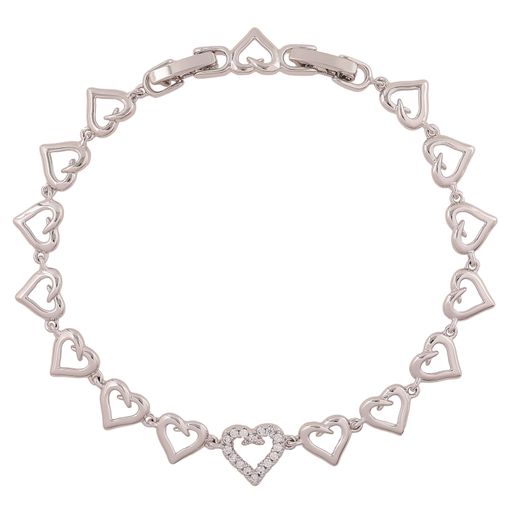 Браслет Xuping цвет Родий "Узор сердечки с кристаллами" длина с доп.замком 17,19см х 7-9мм фото №20 Браслет Xuping цвет Родий "Узор сердечки с кристаллами" длина с доп.замком 17,19см х 7-9мм фото №20