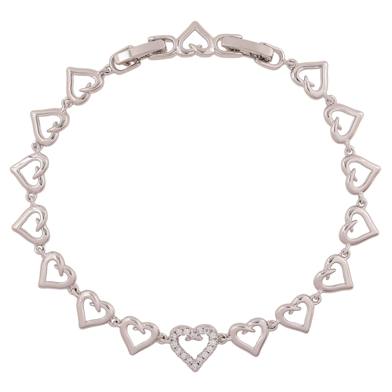 Браслет Xuping цвет Родий "Узор сердечки с кристаллами" длина с доп.замком  17,19см х 7-9мм фото №1