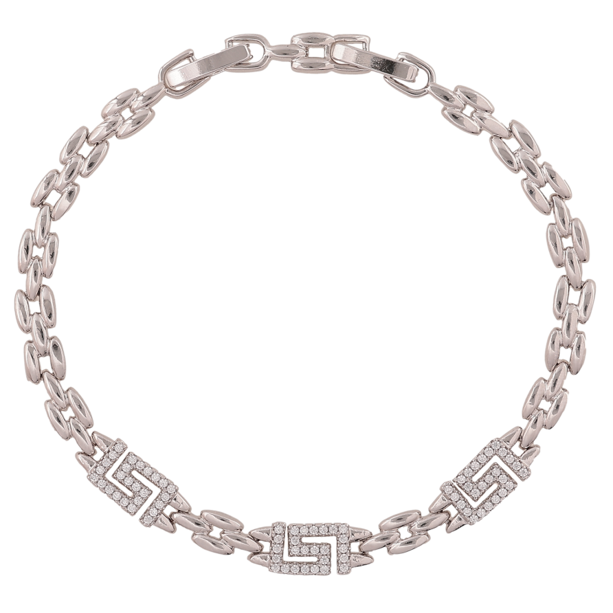 Браслет Xuping цвет Родий "Узор с кристаллами" длина с доп.замком  17,19см х 4-6мм фото №1