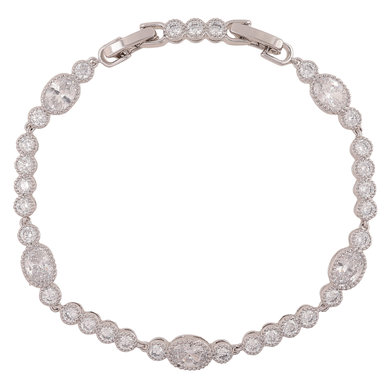 Браслет Xuping цвет Родий "Узор с кристаллами" длина с доп.замком  17.5,19.5см х 4-6мм фото №1