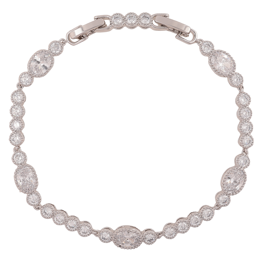 Браслет Xuping цвет Родий "Узор с кристаллами" длина с доп.замком  17.5,19.5см х 4-6мм фото №1