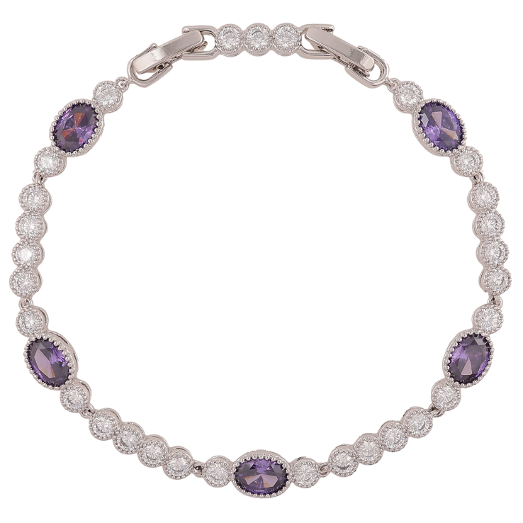 Браслет Xuping цвет Родий "Узор с сиреневыми кристаллами" длина с доп.замком 17,19.5см х 4-6мм фото №13 Браслет Xuping цвет Родий "Узор с сиреневыми кристаллами" длина с доп.замком 17,19.5см х 4-6мм фото №13