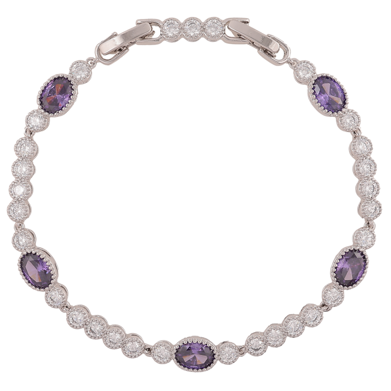 Браслет Xuping колір Родій "Візерунок з бузковими кристалами" довжина з доп.замком 17,19.5см х 4-6мм фото №1 Браслет Xuping колір Родій "Візерунок з бузковими кристалами" довжина з доп.замком 17,19.5см х 4-6мм фото №1