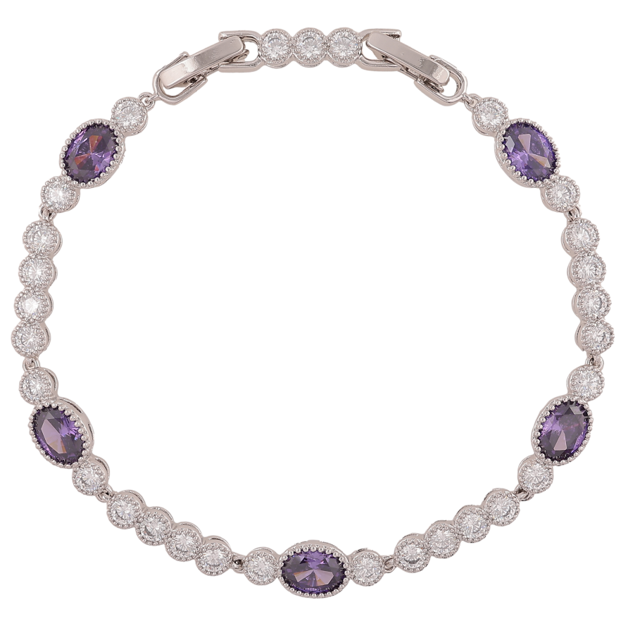 Браслет Xuping колір Родій "Візерунок з бузковими кристалами" довжина з доп.замком 17,19.5см х 4-6мм фото №1 Браслет Xuping колір Родій "Візерунок з бузковими кристалами" довжина з доп.замком 17,19.5см х 4-6мм фото №1