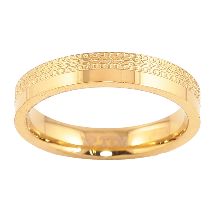Кольцо Xuping TTM Stainless Steel цвет 14К "Декоративный узор" шир. 4мм фото №20