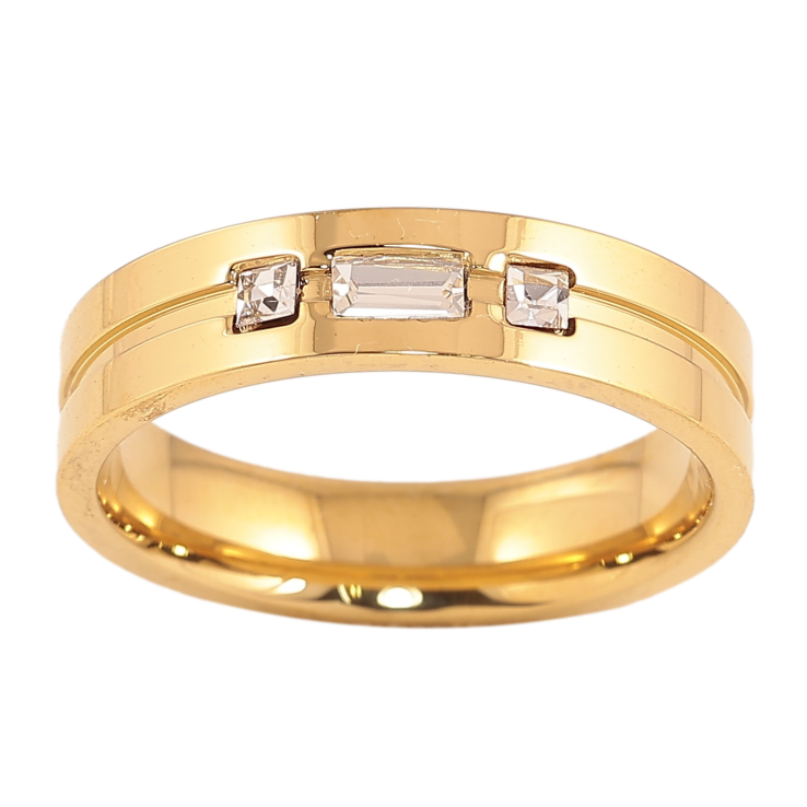 Кольцо Xuping TTM Stainless Steel цвет 14К "Узор с кристаллами" шир. 5мм фото №8