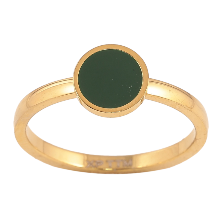 Кольцо Xuping TTM Stainless Steel цвет 14К "Круг с зеленой эмалью" фото №14