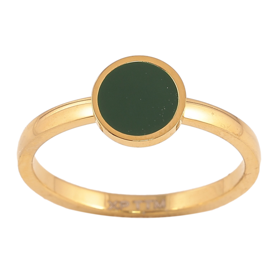 Кольцо Xuping TTM Stainless Steel цвет 14К "Круг с зеленой эмалью" фото №1 Кольцо Xuping TTM Stainless Steel цвет 14К "Круг с зеленой эмалью" фото №1