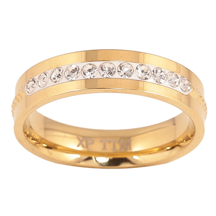 Каблучка Xuping TTM Stainless Steel колір 14К "Доріжка кристалів" шир. 5мм фото №14 Каблучка Xuping TTM Stainless Steel колір 14К "Доріжка кристалів" шир. 5мм фото №14