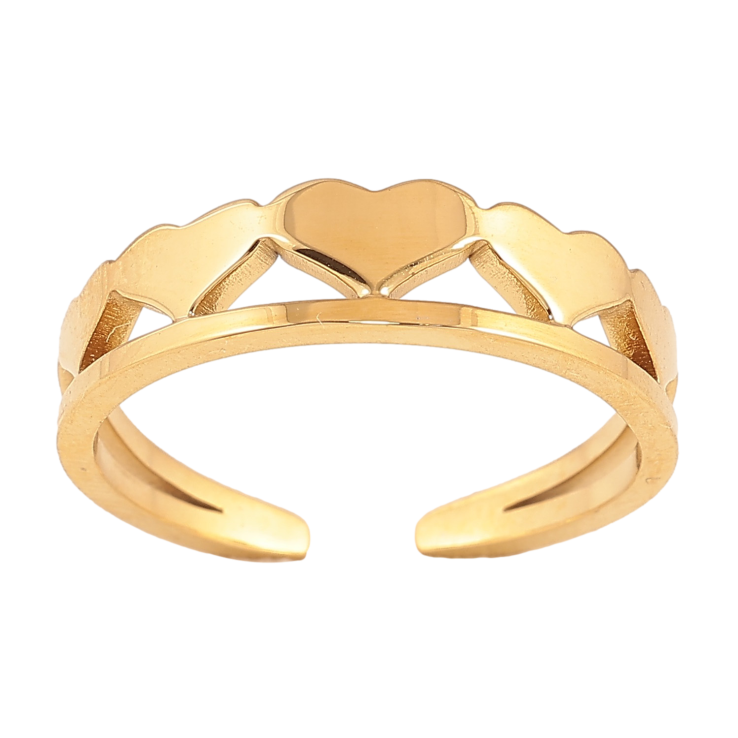 Кольцо Xuping TTM Stainless Steel цвет 14К "Сердечки" фото №4