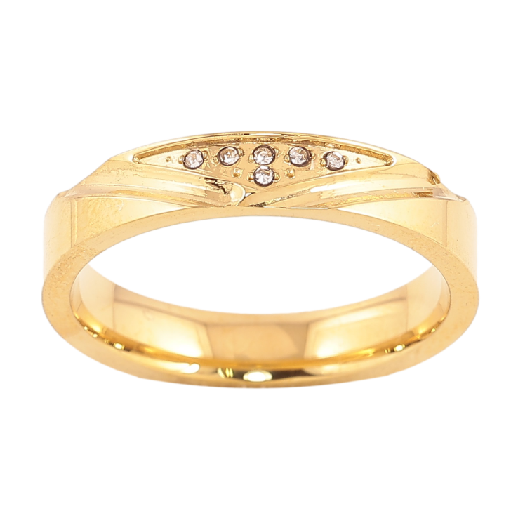 Кольцо Xuping TTM Stainless Steel цвет 14К "Узор с кристаллами" шир. 4мм фото №18