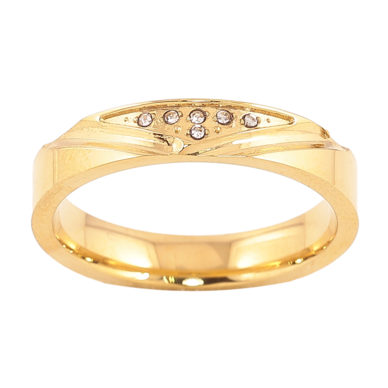 Каблучка Xuping TTM Stainless Steel колір 14К "Візерунок з кристалами" шир. 4мм фото №1