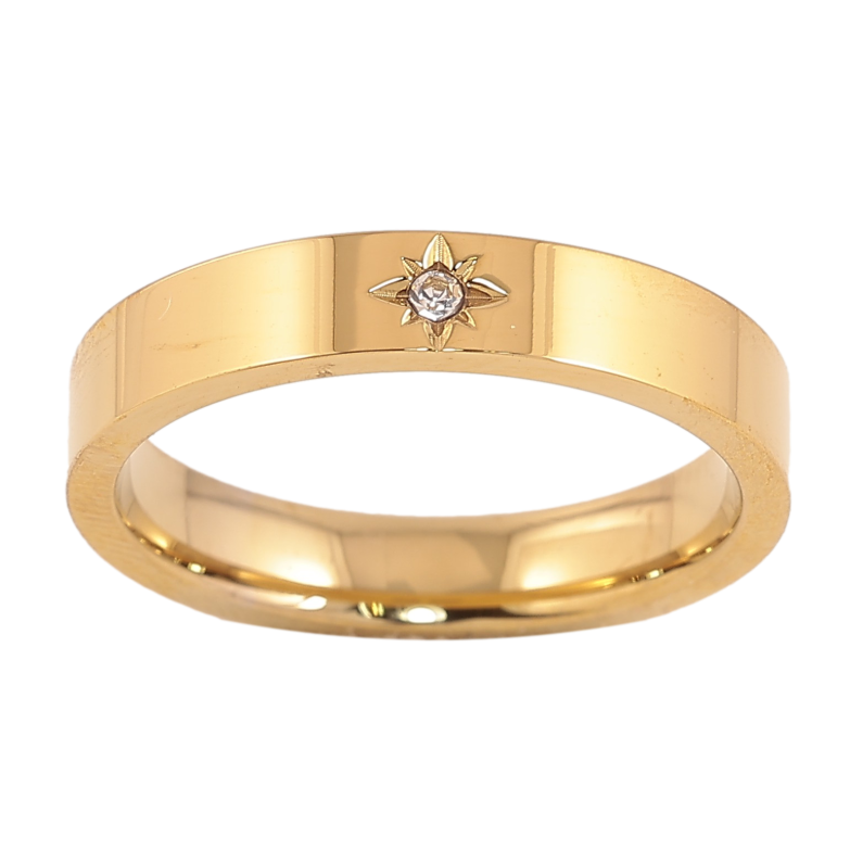Каблучка Xuping TTM Stainless Steel колір 14К "Зірка з кристалом" шир. 4мм фото №1 Каблучка Xuping TTM Stainless Steel колір 14К "Зірка з кристалом" шир. 4мм фото №1