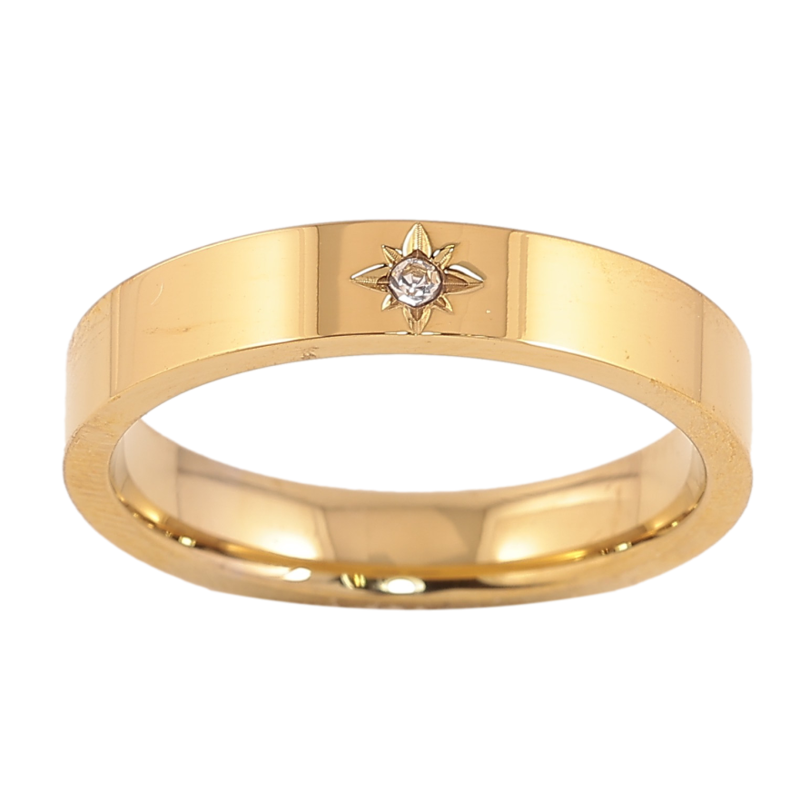 Каблучка Xuping TTM Stainless Steel колір 14К "Зірка з кристалом" шир. 4мм фото №1 Каблучка Xuping TTM Stainless Steel колір 14К "Зірка з кристалом" шир. 4мм фото №1