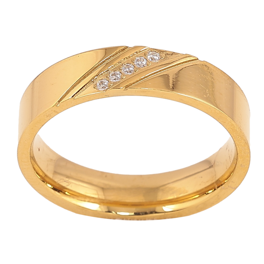 Кольцо Xuping TTM Stainless Steel цвет 14К "Узор с кристаллами" шир. 5мм фото №1
