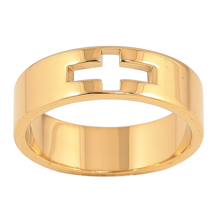 Кольцо Xuping TTM Stainless Steel цвет 14К "Узор крест" шир. 6мм фото №19 Кольцо Xuping TTM Stainless Steel цвет 14К "Узор крест" шир. 6мм фото №19