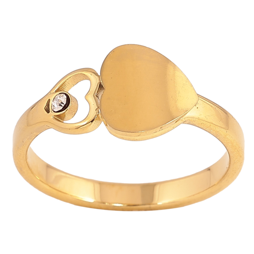 Каблучка Xuping TTM Stainless Steel колір 14К "Сердечка" фото №1