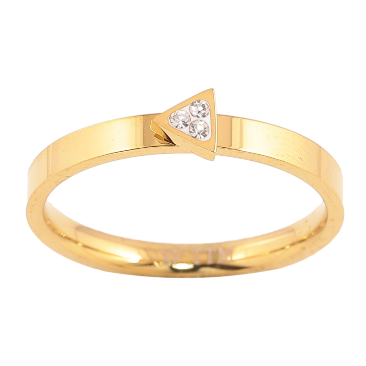 Кольцо Xuping TTM Stainless Steel цвет 14К "Треугольник с кристаллом" фото №14