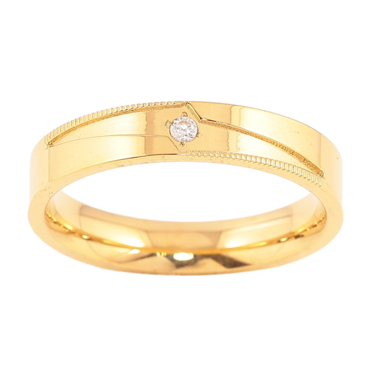 Кольцо Xuping TTM Stainless Steel цвет 14К "Узор с кристаллом" шир. 4мм фото №13