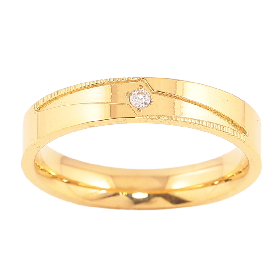 Кольцо Xuping TTM Stainless Steel цвет 14К "Узор с кристаллом" шир. 4мм фото №1