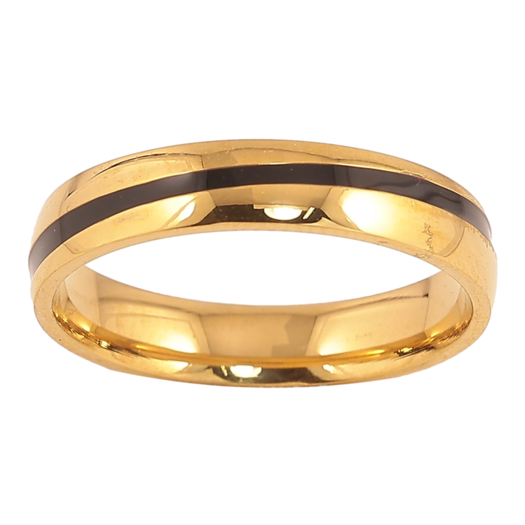 Кольцо Xuping TTM Stainless Steel цвет 14К "Узор полоса черной эмалью" шир. 4мм фото №7 Кольцо Xuping TTM Stainless Steel цвет 14К "Узор полоса черной эмалью" шир. 4мм фото №7