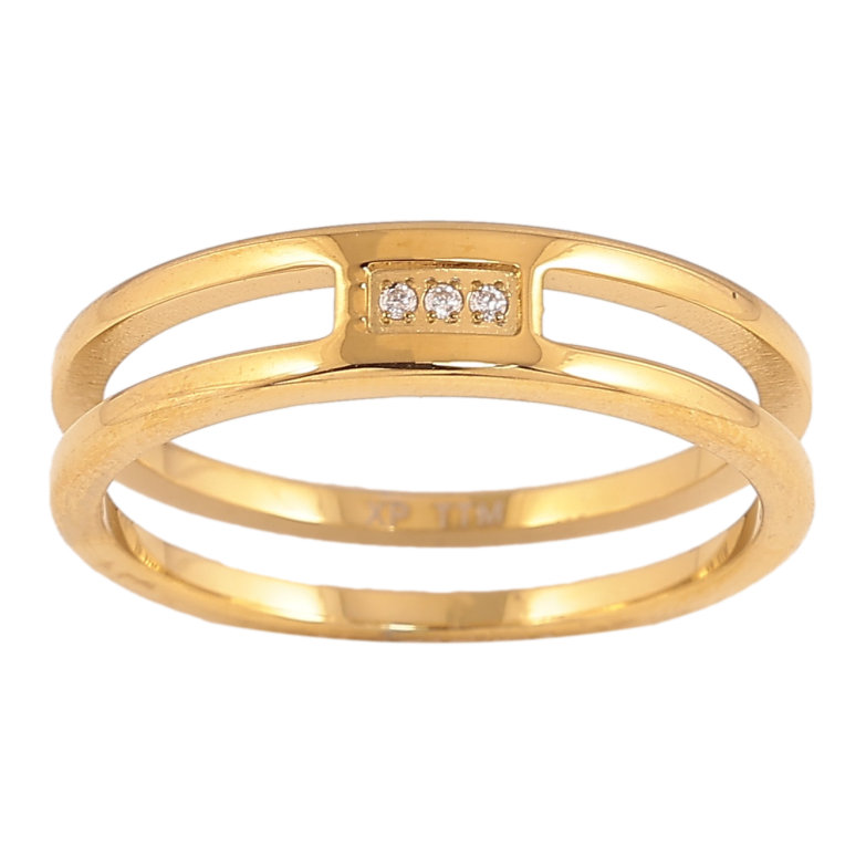 Кольцо Xuping TTM Stainless Steel цвет 14К "Узор с кристаллами" шир. 5мм фото №1