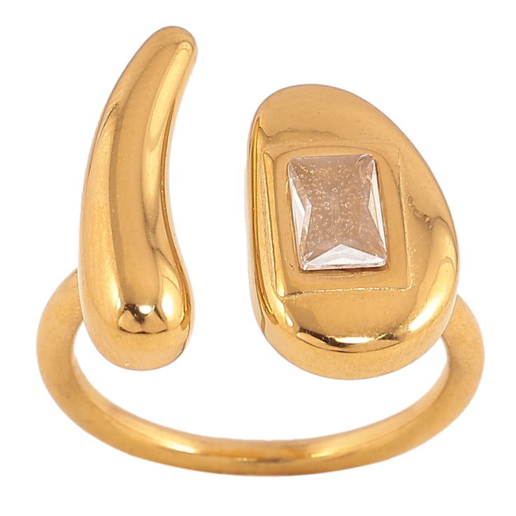 Кольцо Xuping TTM Stainless Steel цвет 14К "Узор с кристаллами" фото №5 Кольцо Xuping TTM Stainless Steel цвет 14К "Узор с кристаллами" фото №5