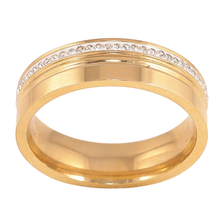 Каблучка Xuping TTM Stainless Steel колір 14К "Візерунок з кристалами" шир. 6мм фото №2 Каблучка Xuping TTM Stainless Steel колір 14К "Візерунок з кристалами" шир. 6мм фото №2