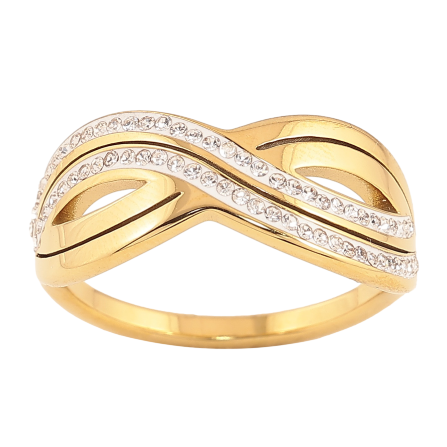 Кольцо Xuping TTM Stainless Steel цвет 14К "Узор с кристаллами" фото №1 Кольцо Xuping TTM Stainless Steel цвет 14К "Узор с кристаллами" фото №1