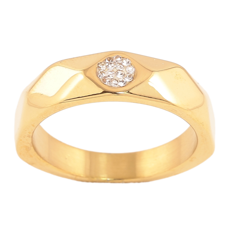 Кольцо Xuping TTM Stainless Steel цвет 14К "Узор с кристаллами" фото №5 Кольцо Xuping TTM Stainless Steel цвет 14К "Узор с кристаллами" фото №5