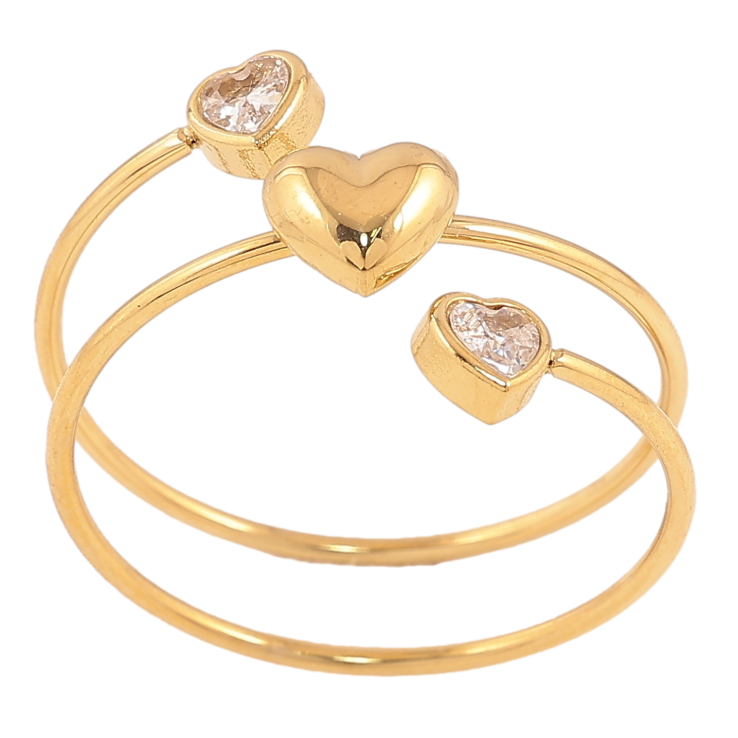 Кольцо Xuping TTM Stainless Steel цвет 14К "Пружинка с сердечками" фото №24