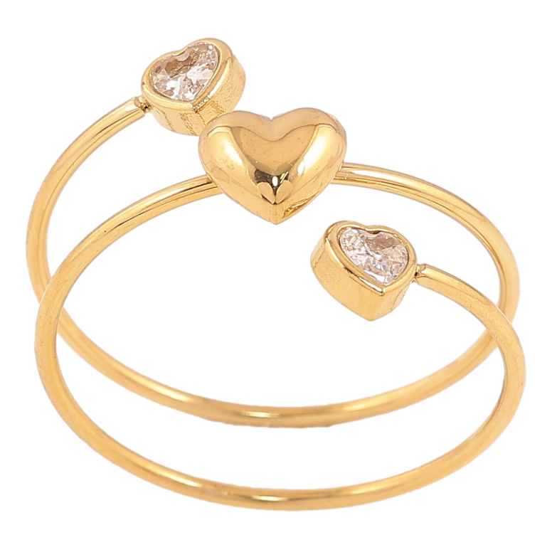 Каблучка Xuping TTM Stainless Steel колір 14К "Пружинка із сердечками" фото №1 Каблучка Xuping TTM Stainless Steel колір 14К "Пружинка із сердечками" фото №1