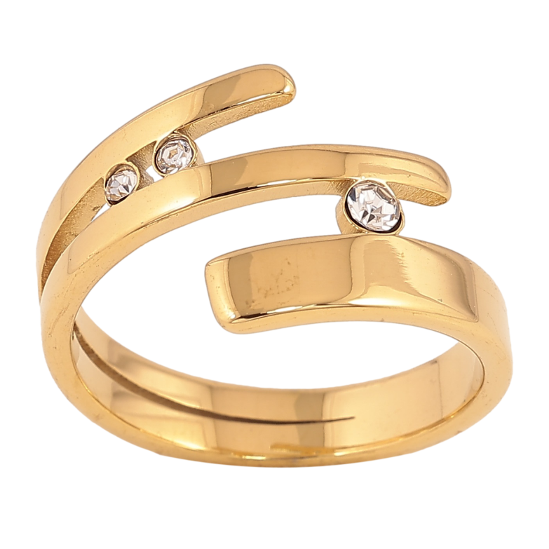 Каблучка Xuping TTM Stainless Steel колір 14К "Візерунок з кристалами" фото №1