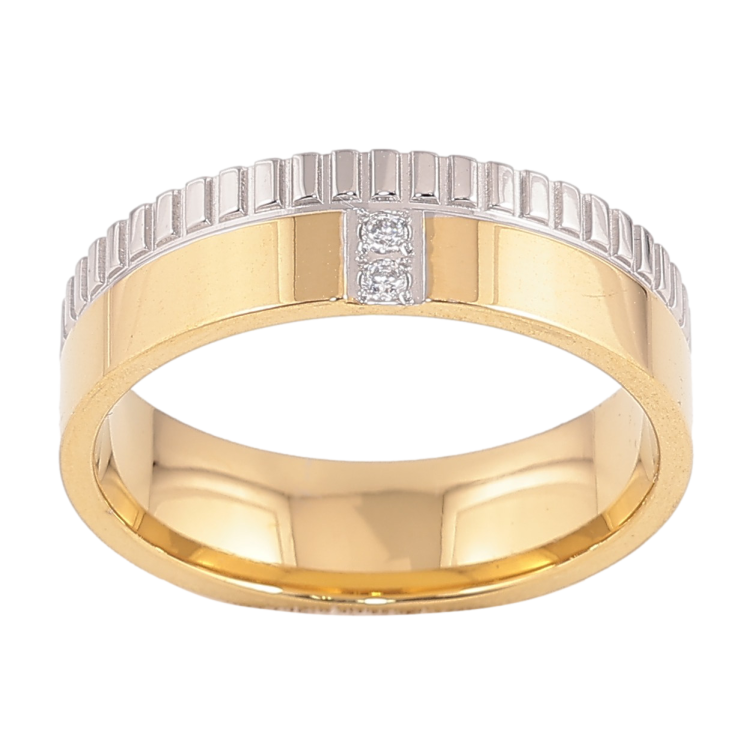 Кольцо Xuping TTM Stainless Steel цвет 14К+Родий "Узор с кристаллами" шир. 6мм фото №15