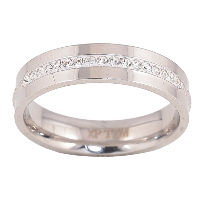 Кольцо Xuping TTM Stainless Steel цвет Родий "Дорожка кристаллов" шир. 5мм фото №2 Кольцо Xuping TTM Stainless Steel цвет Родий "Дорожка кристаллов" шир. 5мм фото №2