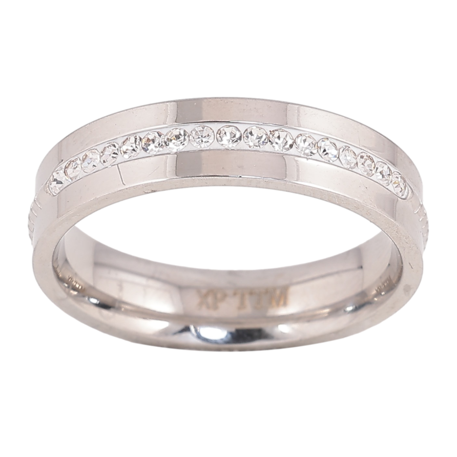 Кольцо Xuping TTM Stainless Steel цвет Родий "Дорожка кристаллов" шир. 5мм фото №1 Кольцо Xuping TTM Stainless Steel цвет Родий "Дорожка кристаллов" шир. 5мм фото №1