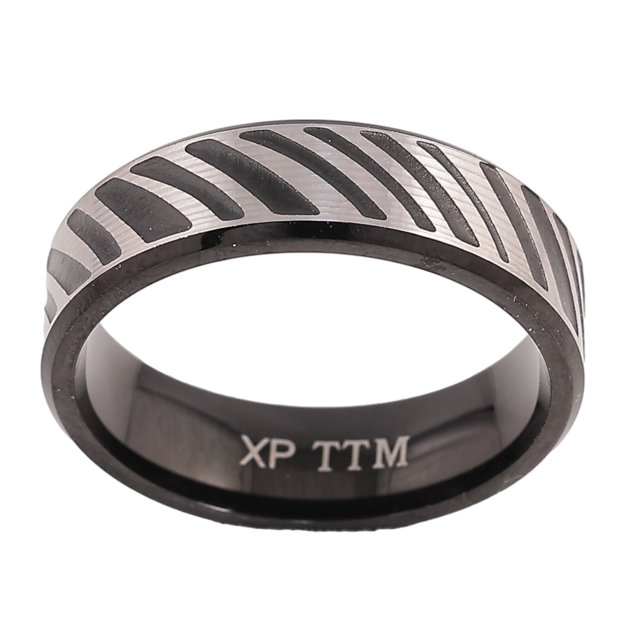 Каблучка Xuping TTM Stainless Steel колір Родій+Black "Декоративний візерунок" шир. 6мм фото №1 Каблучка Xuping TTM Stainless Steel колір Родій+Black "Декоративний візерунок" шир. 6мм фото №1