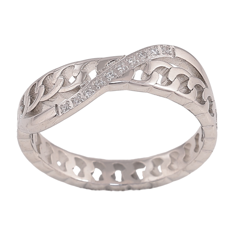 Каблучка Xuping TTM Stainless Steel колір Родій "Візерунок ланцюжок з кристалами" фото №25 Каблучка Xuping TTM Stainless Steel колір Родій "Візерунок ланцюжок з кристалами" фото №25