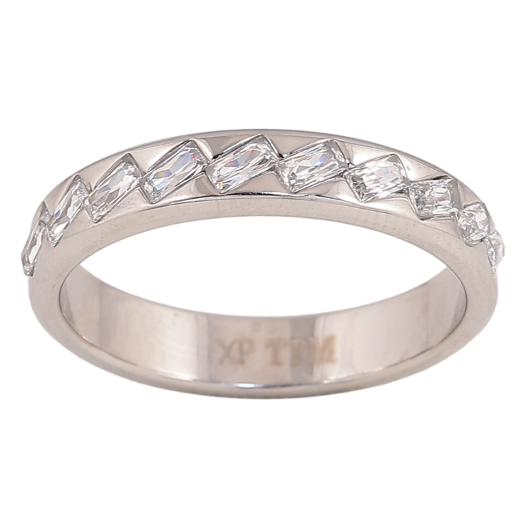 Кольцо Xuping TTM Stainless Steel цвет Родий "Дорожка кристаллов" шир. 4мм фото №13