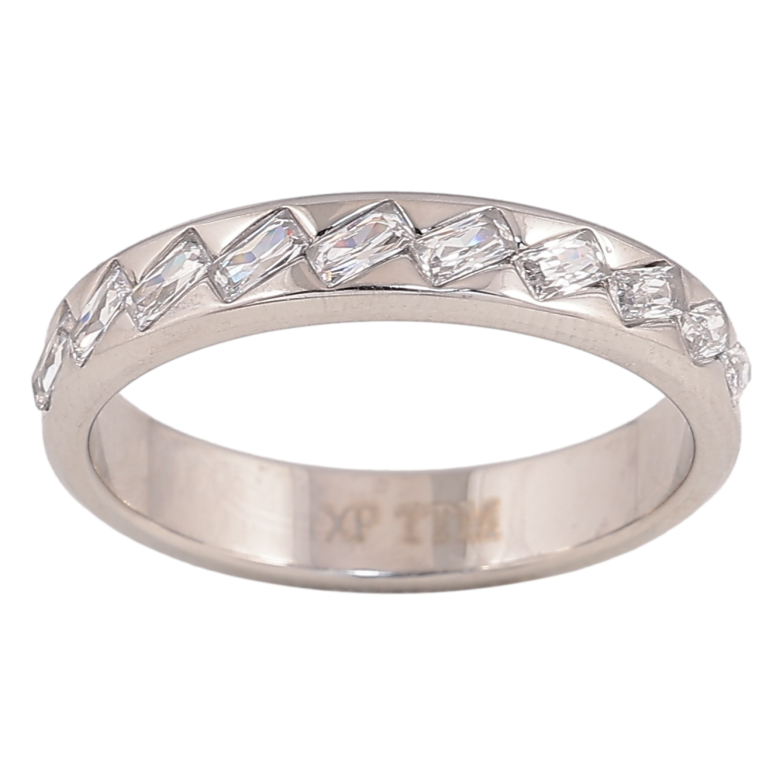 Кольцо Xuping TTM Stainless Steel цвет Родий "Дорожка кристаллов" шир. 4мм фото №1 Кольцо Xuping TTM Stainless Steel цвет Родий "Дорожка кристаллов" шир. 4мм фото №1