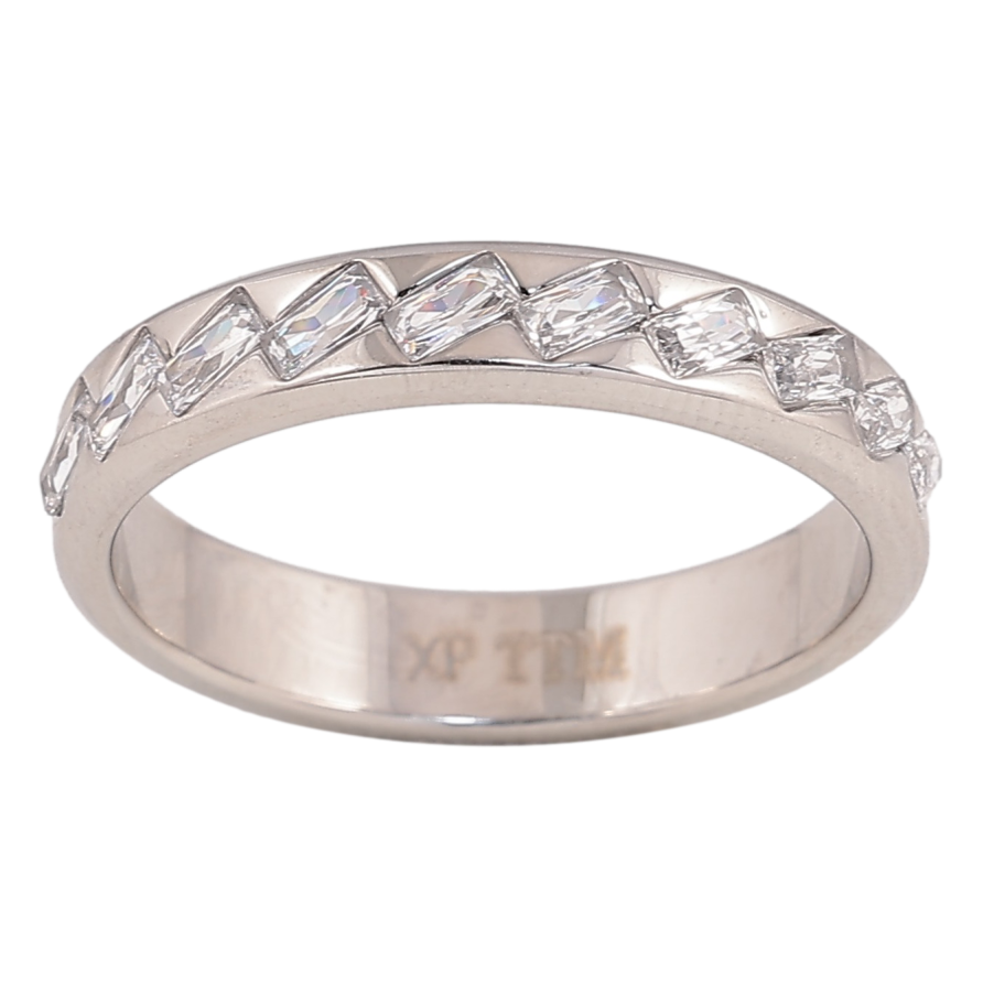 Кольцо Xuping TTM Stainless Steel цвет Родий "Дорожка кристаллов" шир. 4мм фото №1 Кольцо Xuping TTM Stainless Steel цвет Родий "Дорожка кристаллов" шир. 4мм фото №1